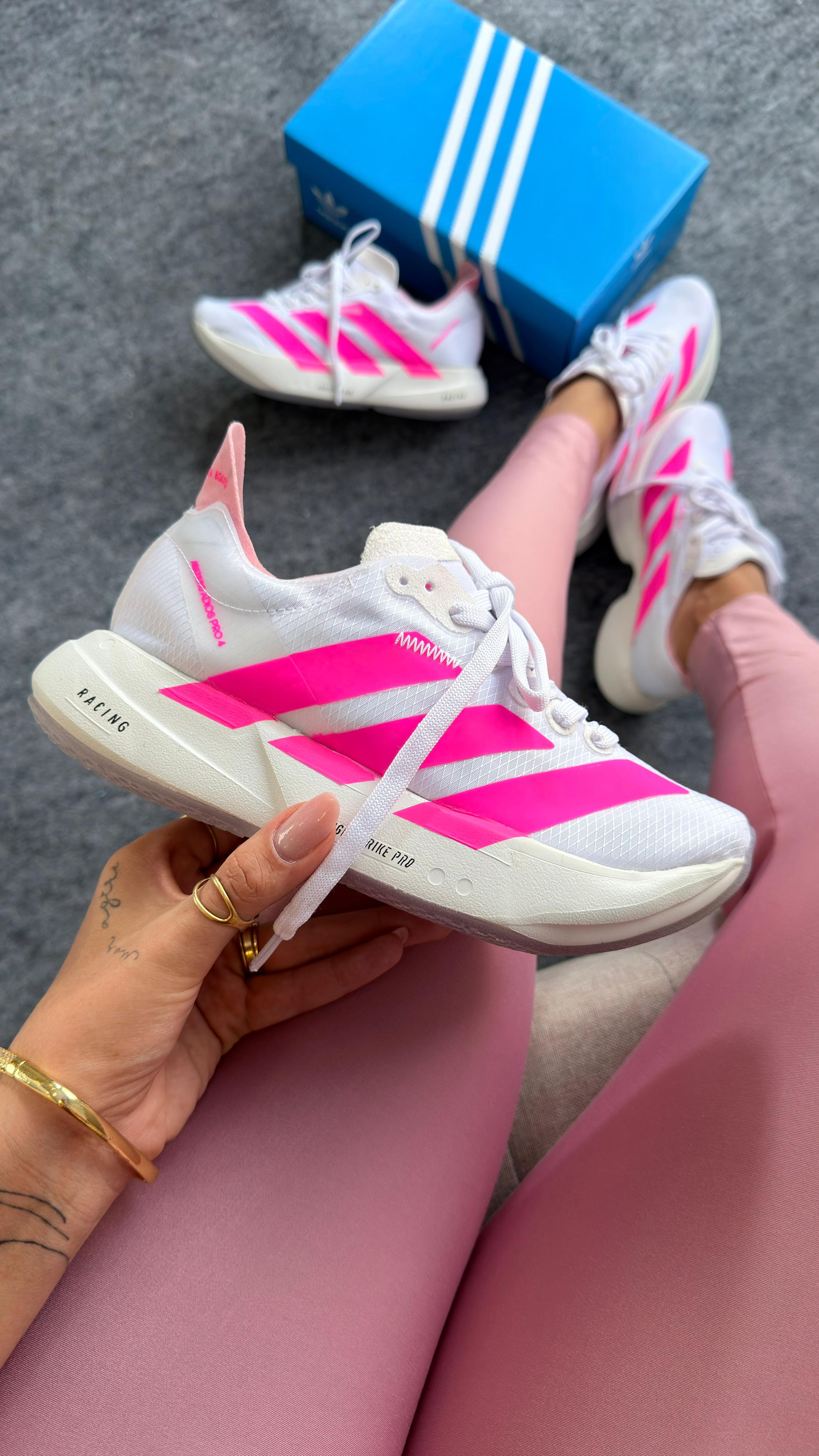 Adds Adizero Adios Pro 4 Branco e Rosa