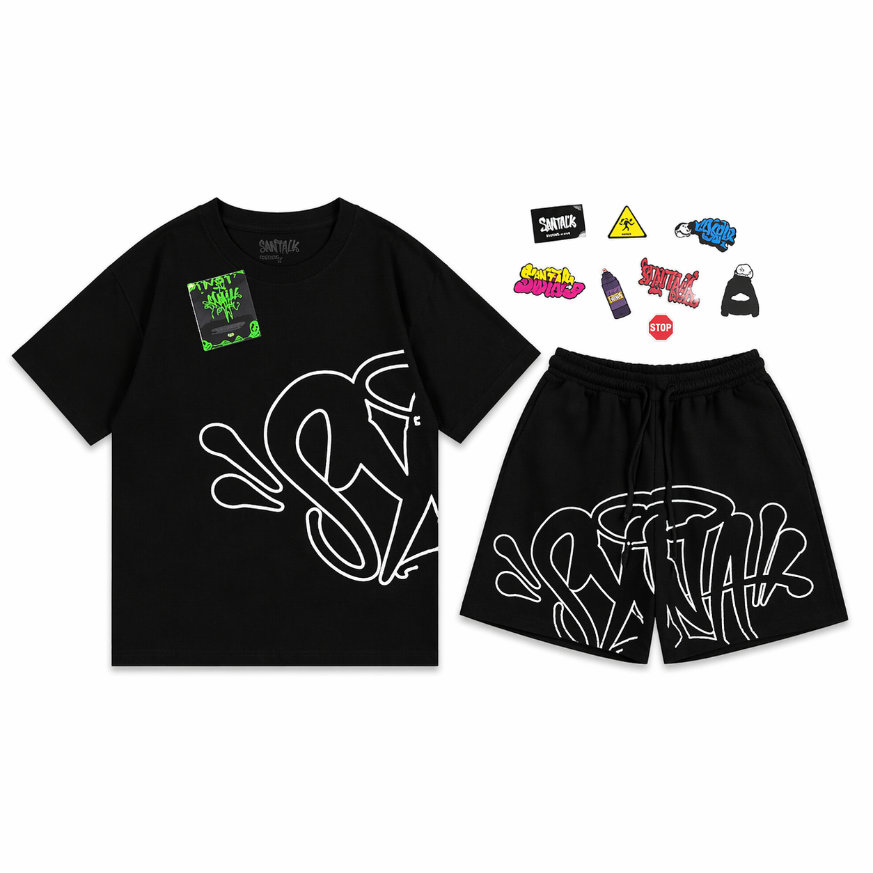 Conjunto Camiseta e Bermuda Syna World preto e branco